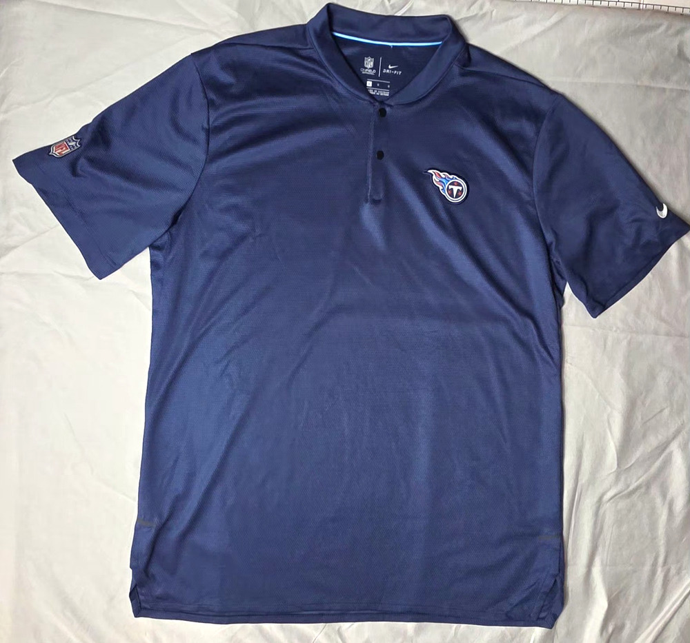 Nike Tennessee Titans NFL Polo Shirt Mens Large Blue Dri-FIT On-Field Coaches